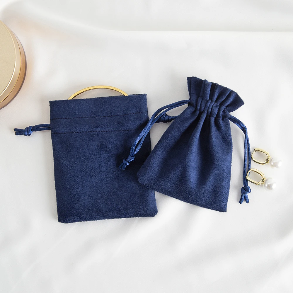 10 teile/los Marineblau Flanell Kordel zug Geschenk Tasche Samt Schmuck Aufbewahrung beutel Hochzeits feier tragbare Geschenk Verpackung Beutel – Detail 7