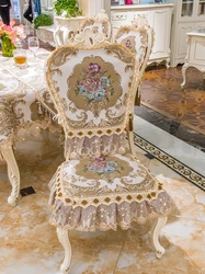 European dining chair cushion/ chair back/ tablecloth /table flag non-slip Embroidery chair cover set Luxury home decoration
