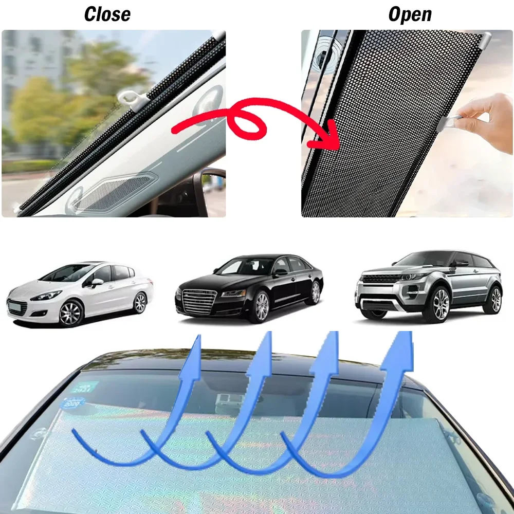 

Retractable Car Windshield SunShade Versatile Portable Fully Functional Cars Front Window Sunblind Curtains Auto Accessories