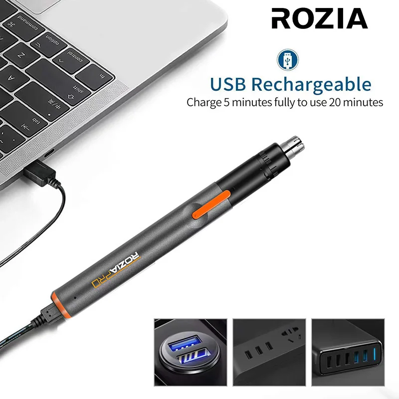 

ROZIA USB Rechargeable Nose Ear Hair Trimmer Electric Removal Clipper Razor Shaver Trimmer Epilators High Quality Eco-Friendly