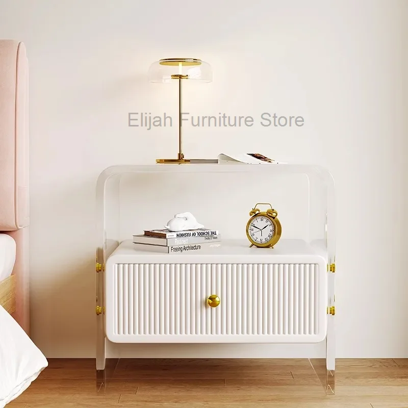 

Nordic Simple Nightstands Luxury Cabinet Acrylic Nightstand Italian Suspension Bedroom Cabinet Muebles Home Furniture WKNS