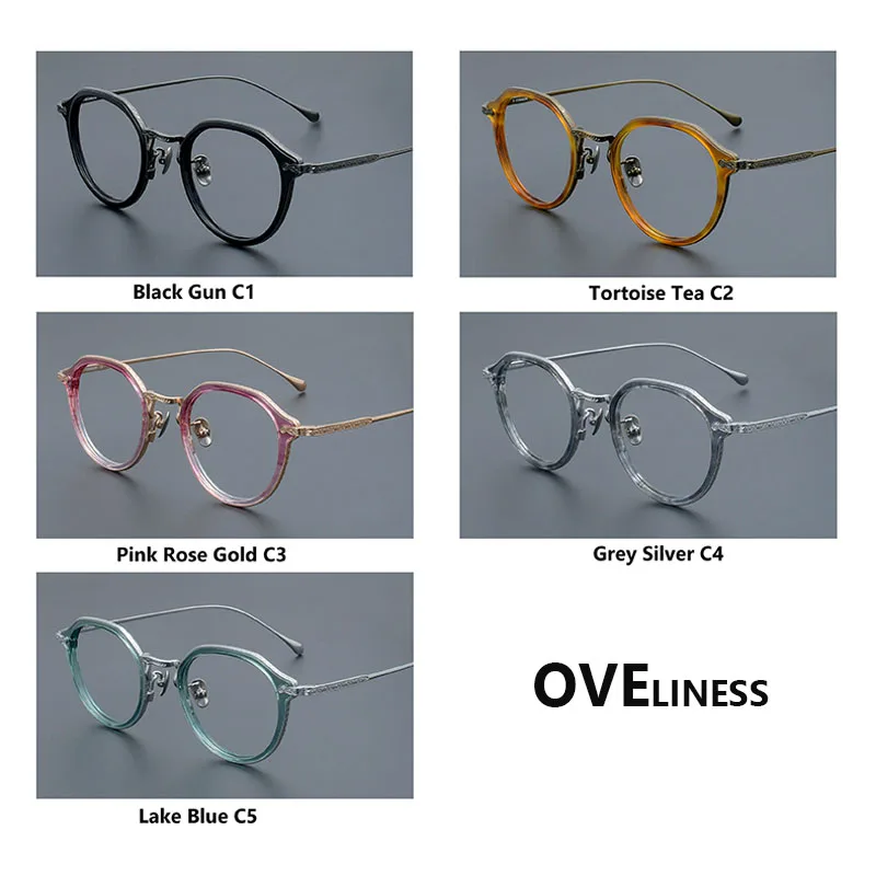 خلات التيتانيوم النظارات البصرية الإطار النساء خمر الرجعية جولة وصفة النظارات إطارات الرجال نظارات قصر النظر النظارات