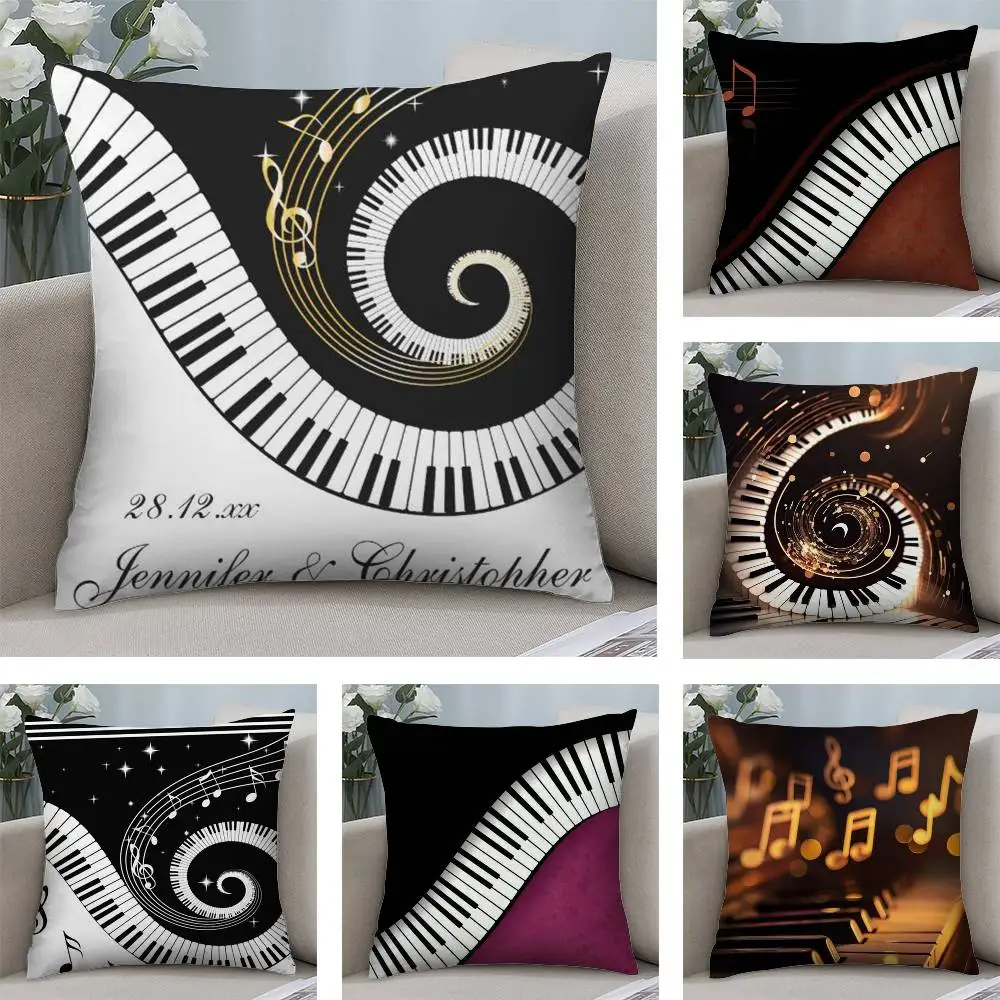 

Luxury Piano Keys Music Notes Pillow Case Plush Fabric Soft Pillowcase Double Sided Print Cushion Cover Household Gifts