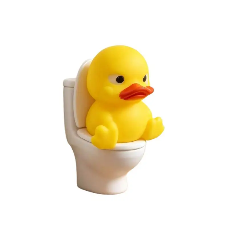 Cute Kawaii Toilet Duck Friend Statue Small Ornament For Desktop Car Bookshelf Bathroom Decor Christmas Festive Gift