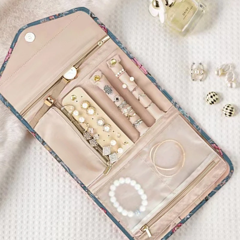 

Jewelry Storage Bag with Compartments Multifunctional for Earrings Bracelets Necklaces Elegant Jewelry Holder