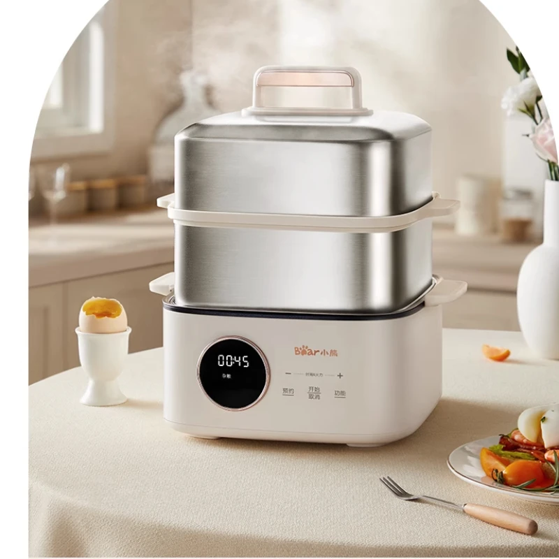 Electric Steamer Stainless Steel Household Three-Layer Cooking Integrated Breakfast Machine Hot Pot Stew Small Steam Box Steamer