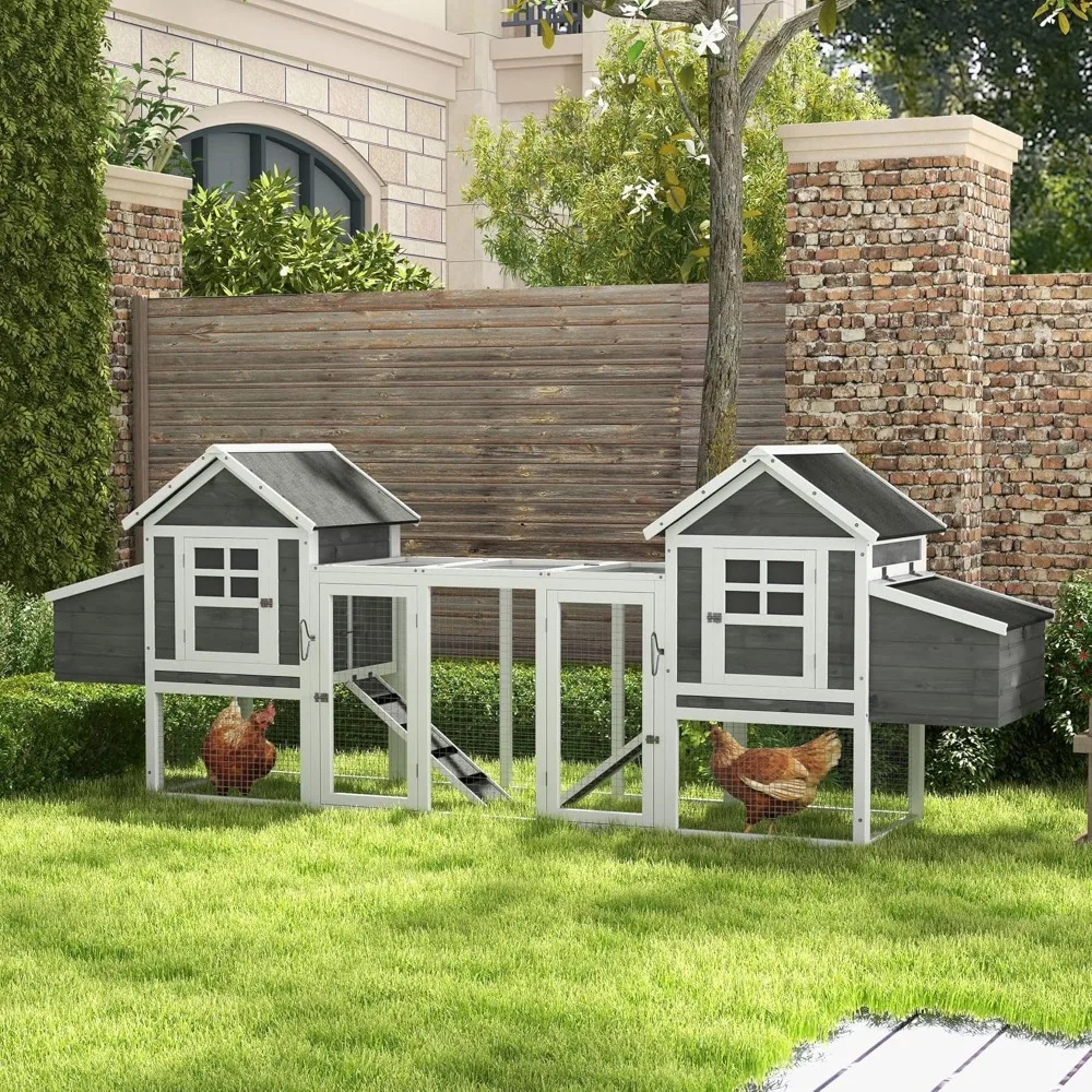 

Wooden Chicken Coop with Garden Bed, Large Outdoor Hen House with Nesting Boxes , Ramps Run,cages for Garden Backyard.