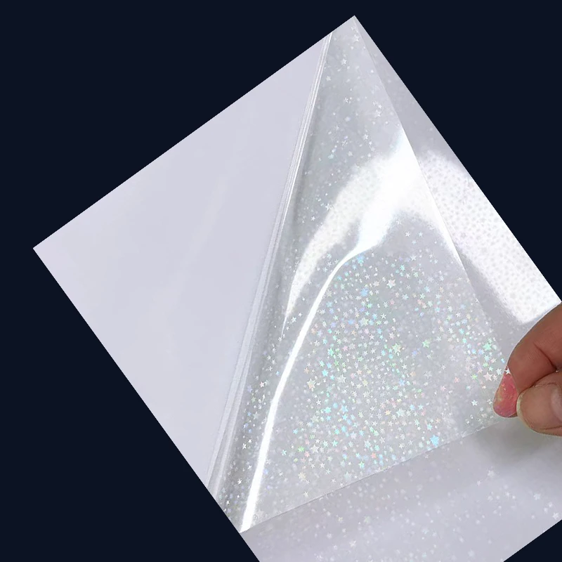 A4 Holographic Vinyl Sticker Paper Transparent Pentagram PET Adhesive Paper For Inkjet Printer Waterproof Anti-tear DIY