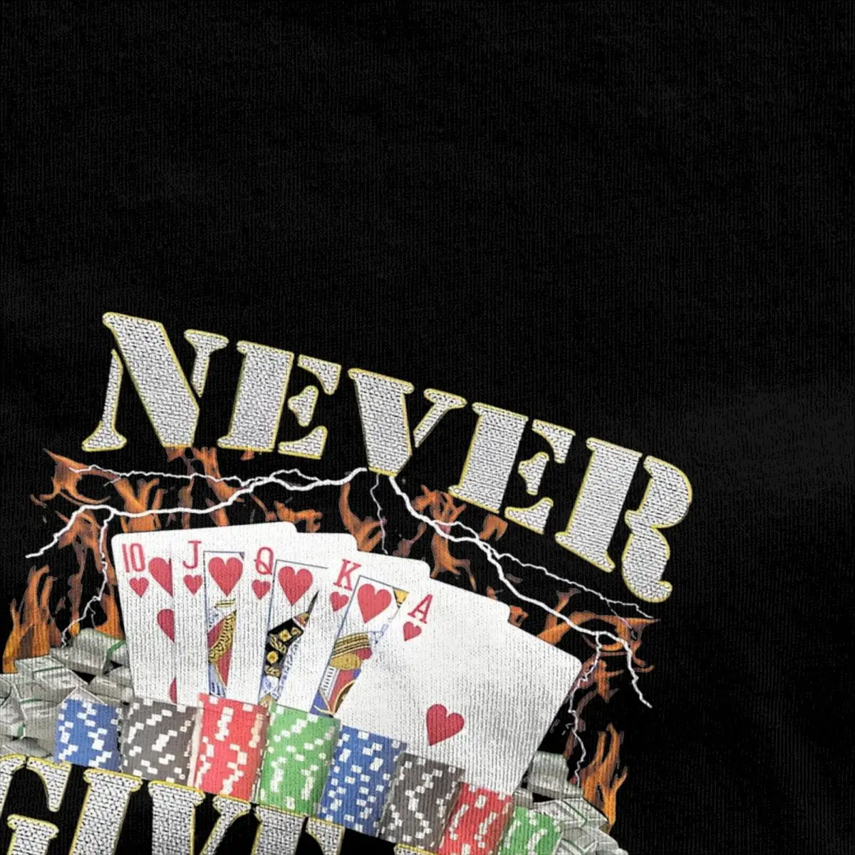 Oversized T Shirt Funny Sarcastic Poker Gambler Pure Cotton T Shirts Never Give Up Trendy Cool Tee Shirt for Men Summer Y2K Tees