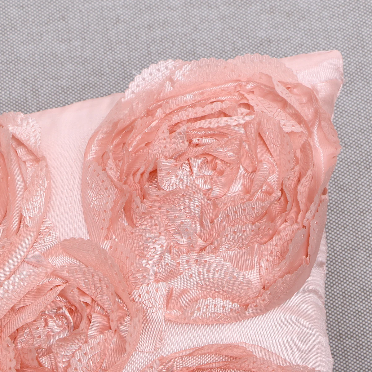 

42 X42CM Rose Embroidered Pillow Cover Case Flower Cushion Three-dimensional Pink