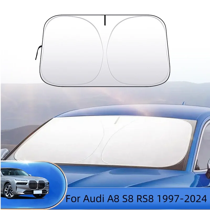 Universal Car Windshield Sun Shade Cover For Audi A8 S8 RS8 1997-2024 Front Window Shade UV Protection Accessories