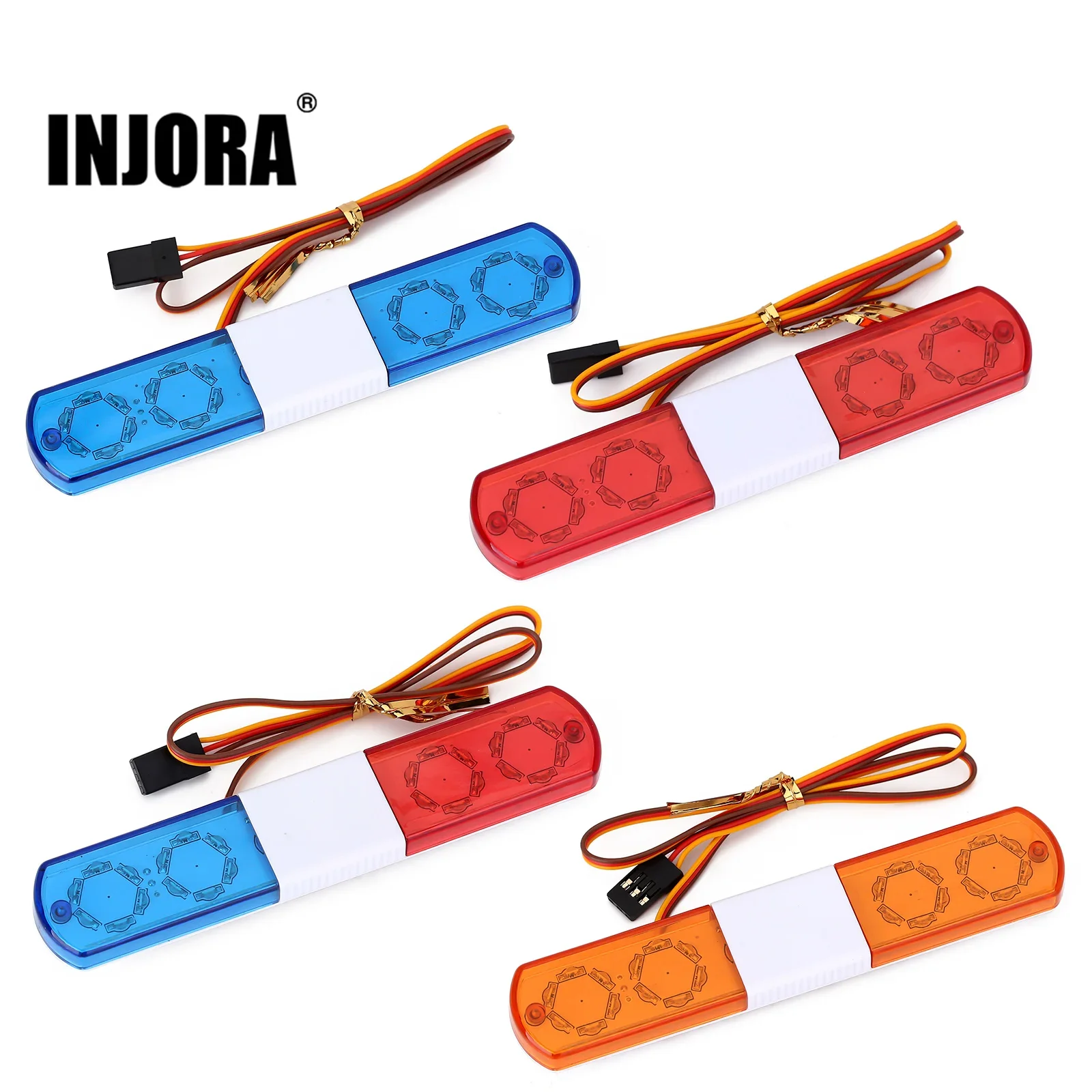 INJORA 113/143mm 5 Modes RC Police Flash LED Light Bar Alarming Light for 1/14 1/10 RC Car Axial SCX10 HSP Kyosho Tamiya