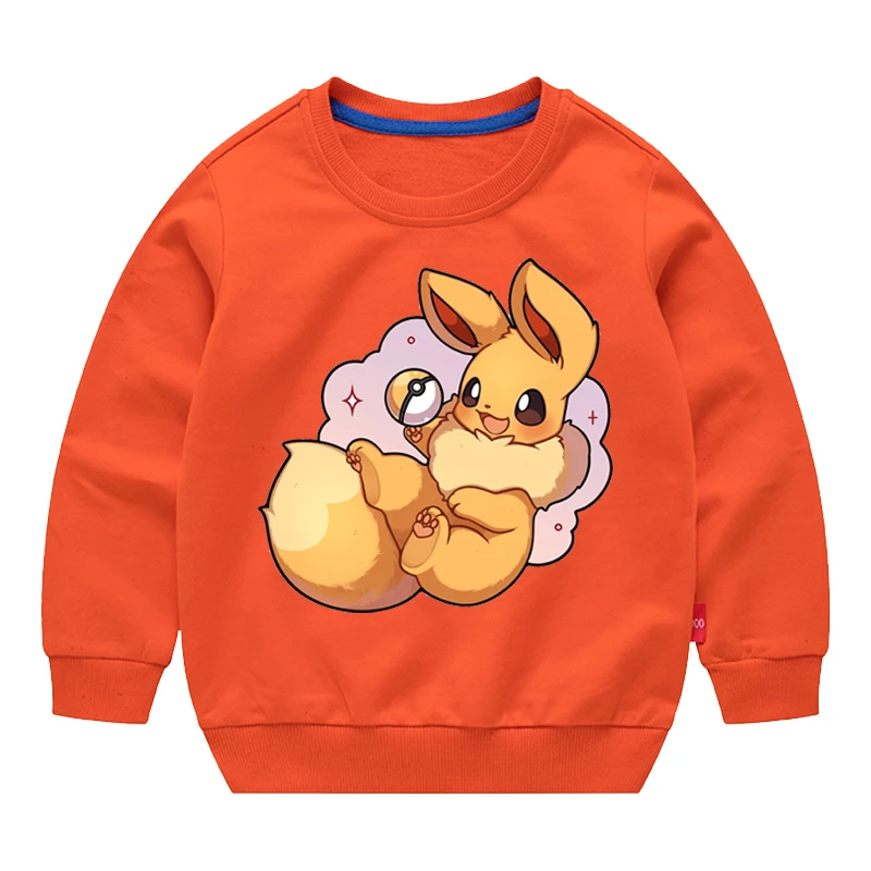 

Одежда для детей в стиле аниме: Flareon, Sylveon, Espeon, Jolteon. Модная детская осенняя унисекс-футболка с круглым вырезом и длинными рукавами.