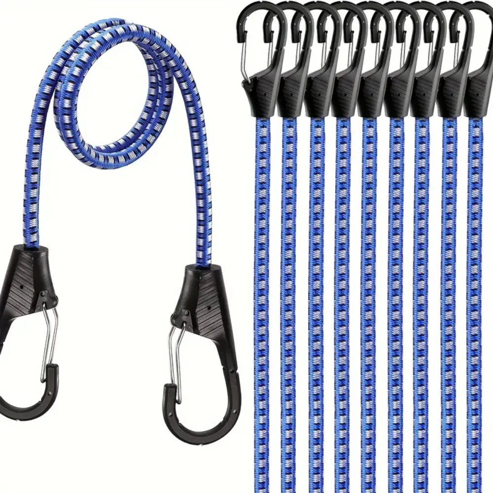 Ultra-Durable 18-Inch Cords with Spring Lock Clips, and 122 Pounds Tensile Strength. 10-Piece Heavy-Duty Bungee Cords Set