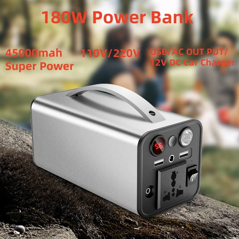 180W 45000MAH Power Bank Portable Power Station Support Solar Energy For Emergency Outdoor Camping RV Home