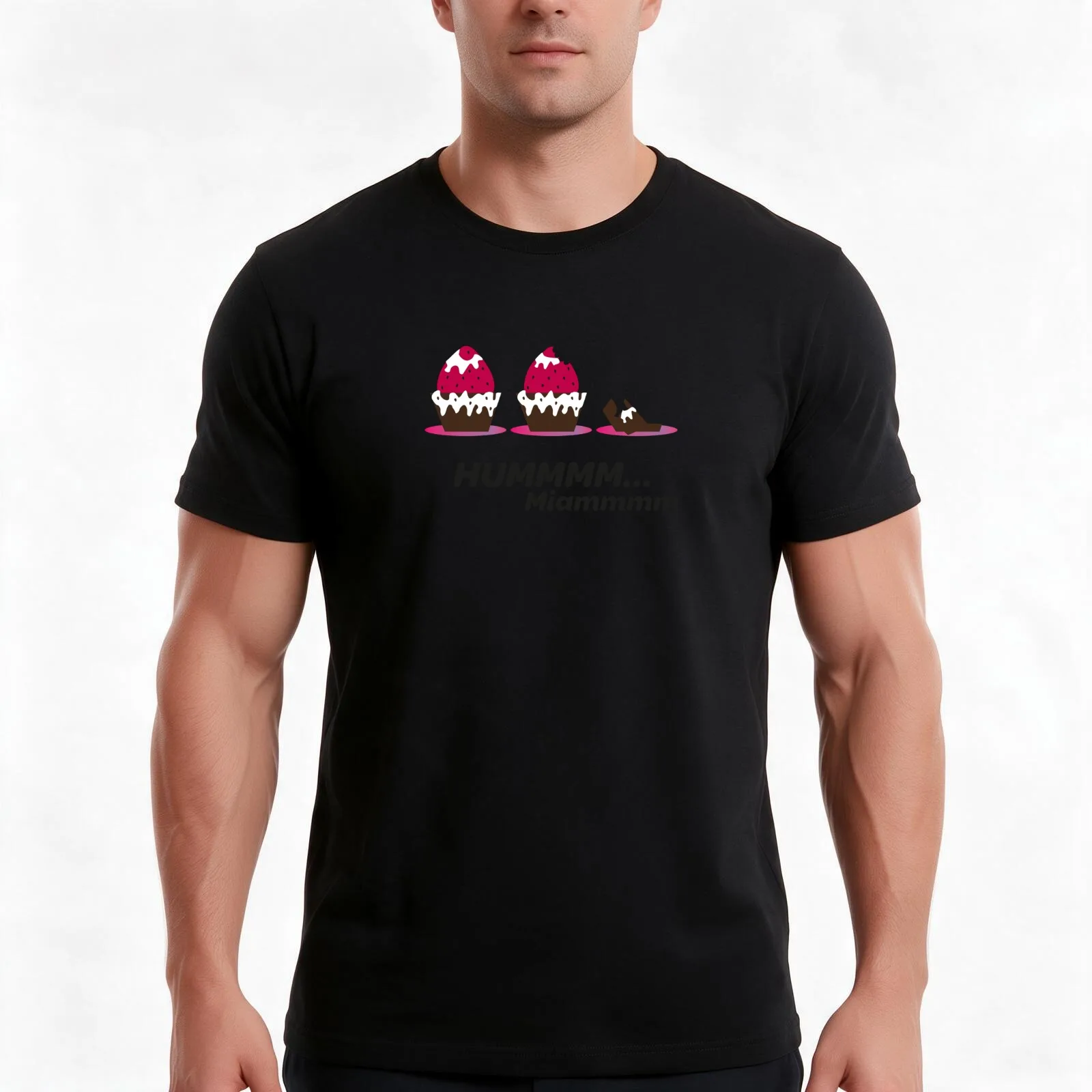 Strawberry Choco Cup - Humm sorry eaten T-Shirt, Summer Casual Cotton Tee, Oversized Streetwear Tops, Vintage Graphic Print