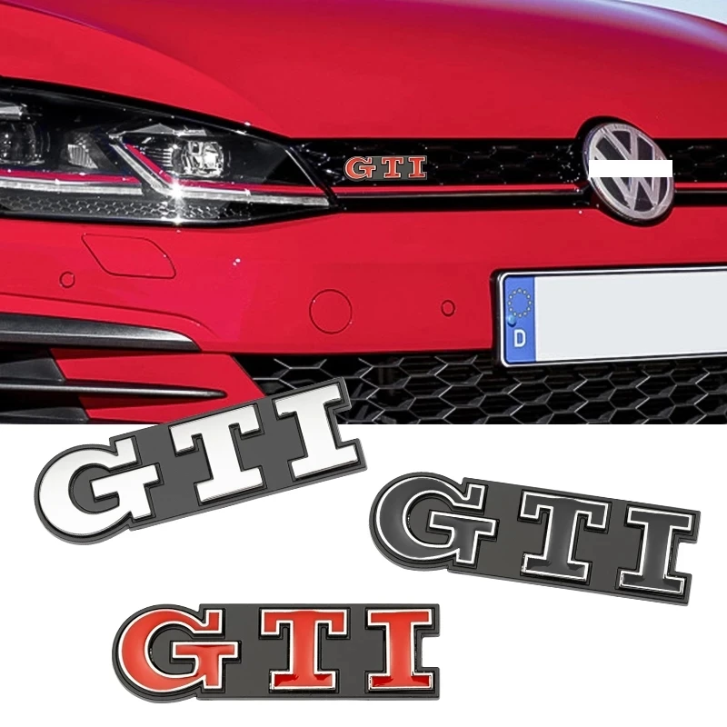 Car Metal 3D Front Grill Sticker Badge GTI Logo Decals For VW GTI Polo Golf Passat Tiguan Arteon Touareg Taigo Caddy Jetta Beetl