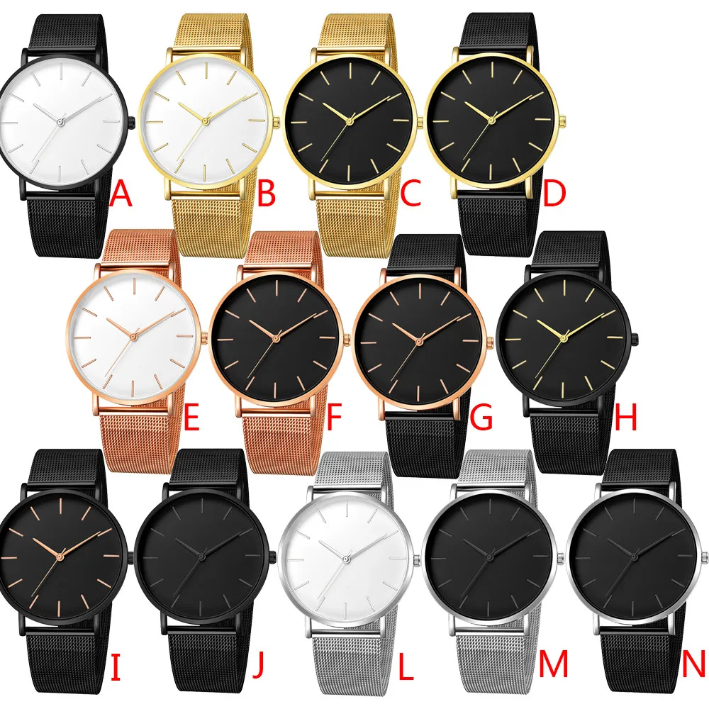 Ultra-Thin Men'S Magnetic Quartz Watch Calendar Men'S Ultra-Thin Mesh Steel Sports Watch Solid Color Simple No Digital Watch