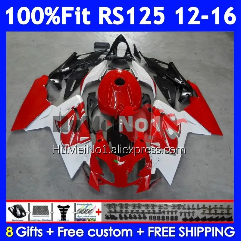 Red white Injection Kit For Aprilia RS-125 RSV125 R RS125 12 13 14 15 16 313No.17 RS 125 2012 2013 2014 2015 2016 OEM Fairing