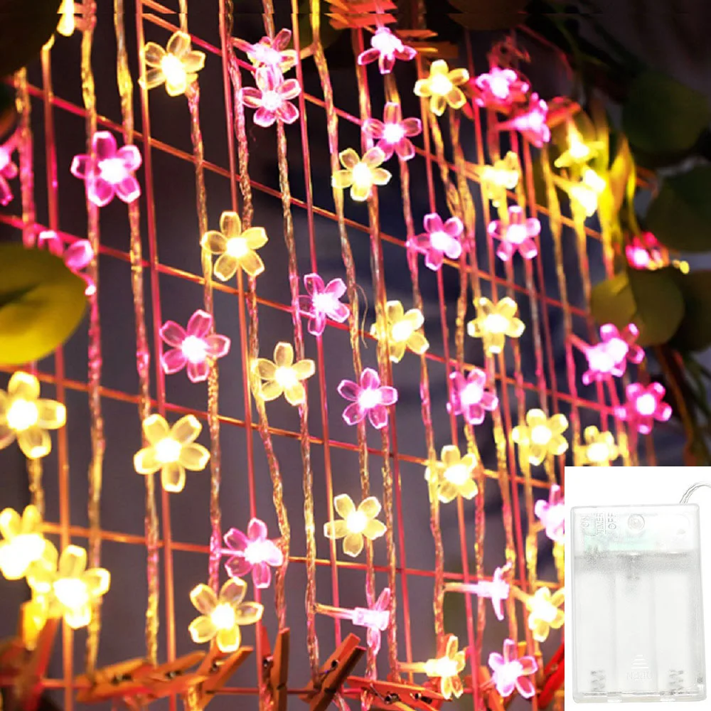1PC 1.5M/3M/4.5M LED Cherry Blossom Light String Valentine's Day Decorative Colorful Lights Courtyard Atmosphere Hanging Light