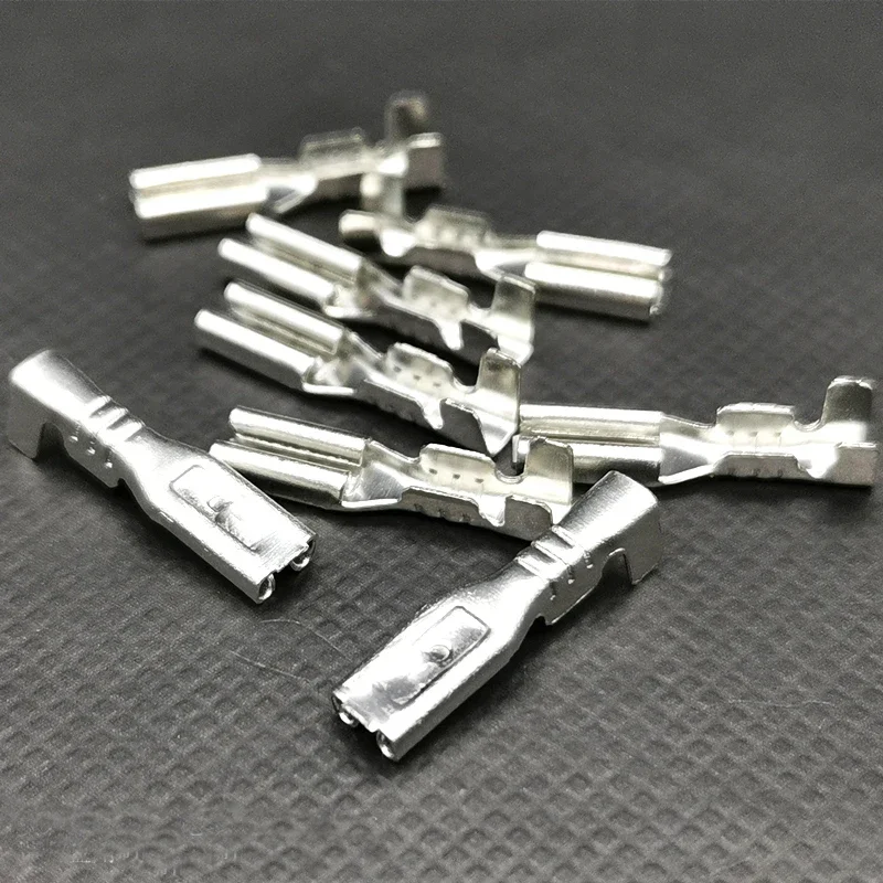 100Pcs/lot 2.8/4.8/6.3mm Female and male Crimp Terminal Connector Gold Brass/Silver Car Speaker Electric Wire Connectors Set