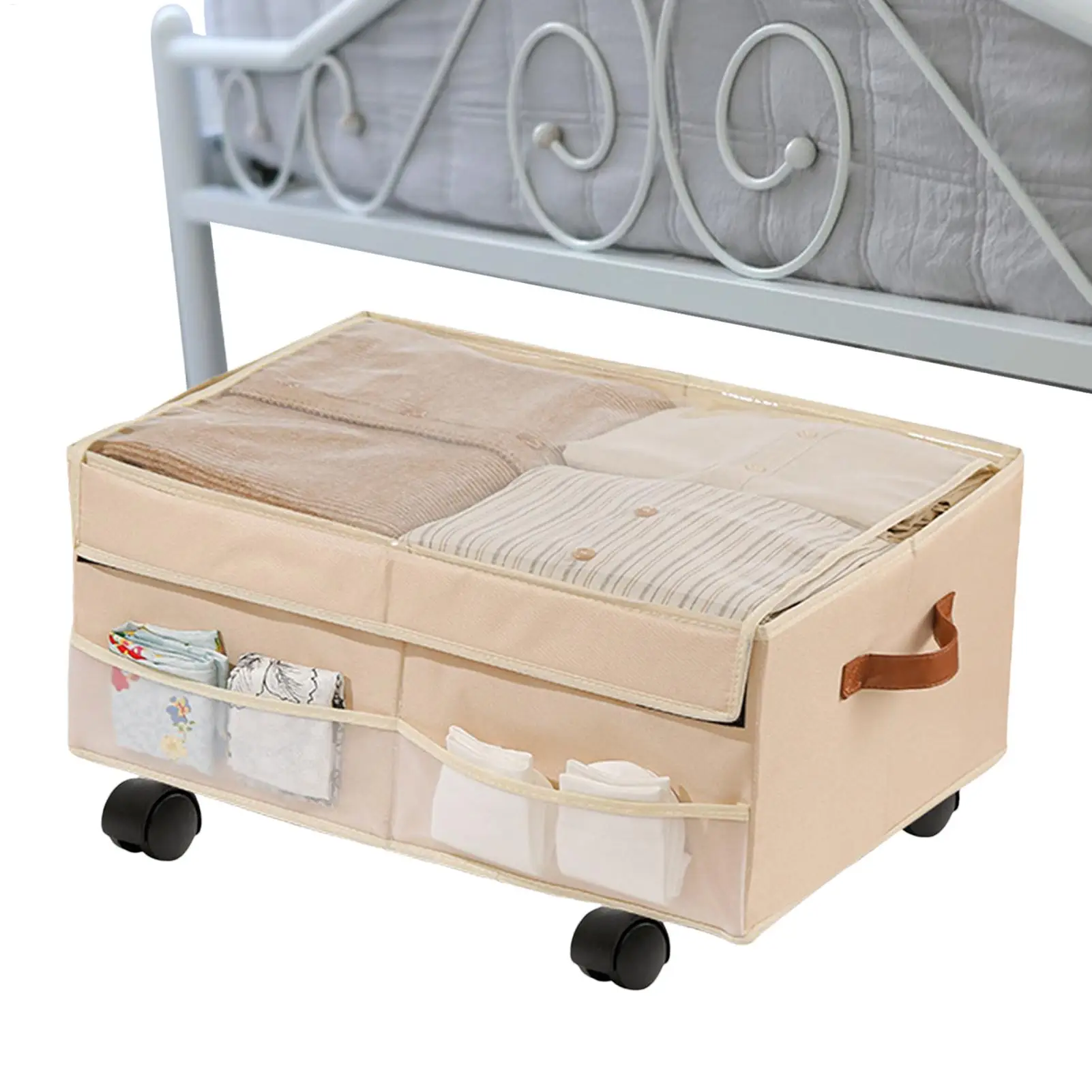 

Rolling Storage Box Household Rolling Storage Bin Thickened Organizer Box With Wheels For Car Camping Travel College Workplace