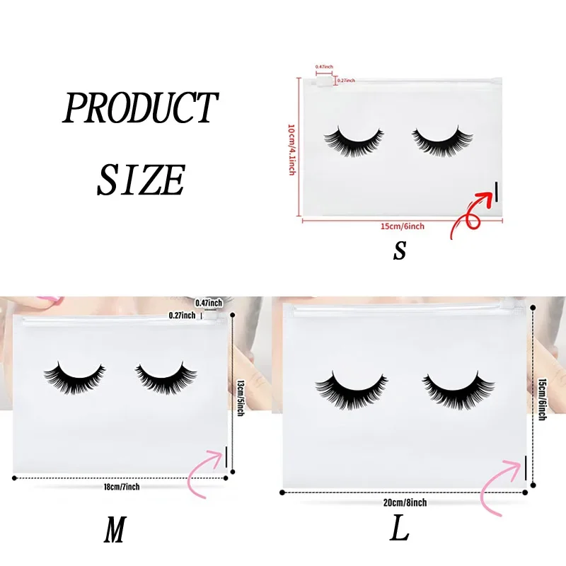 50pcs Plastic Eyelash Aftercare Bags Makeup Bags Toiletry Makeup Pouch Cosmetic Travel with Zipper Eyelash Supplies Wholesale