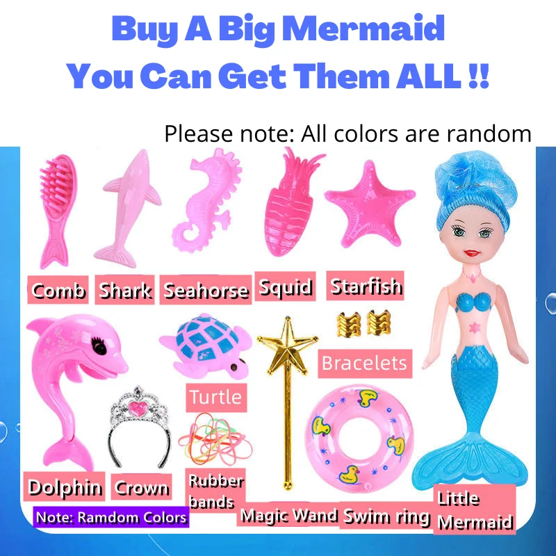 Princess Mermaid Doll Clothes with Little Ariel Mermaid Doll Accessories Mermaids Birthday Gifts Toys Kit for Girls 3 4 5 6 7 8