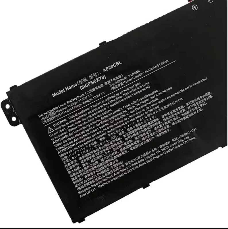 Laptop Battery AP20CBL 11.55V/51.47WH/4457mAh For B3 or 3 SF314-511 or 5 A515-45 Notebook