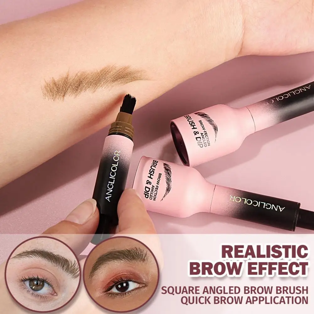 คิ้วมุมแปรง Smudge-proof Dip Brow ผมจังหวะปากกา Quick Drying Natural Eyebrow Tint Dye Brow แต่งหน้าดินสอ