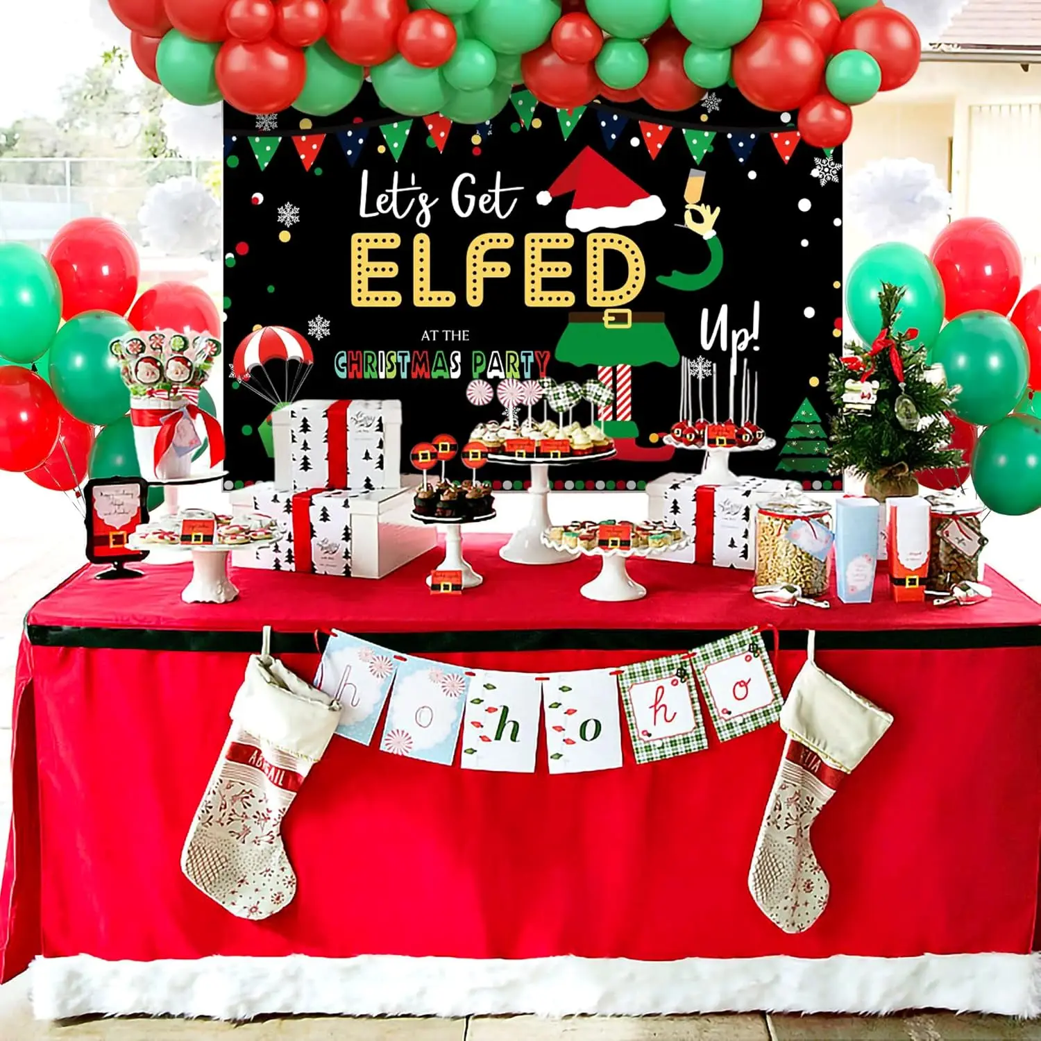 LaVenty Lets Get Elfed Up Backdrop Lets Get Elfed Up Balloons Lets Get Elfed Up Decoration Elf Party Decoration