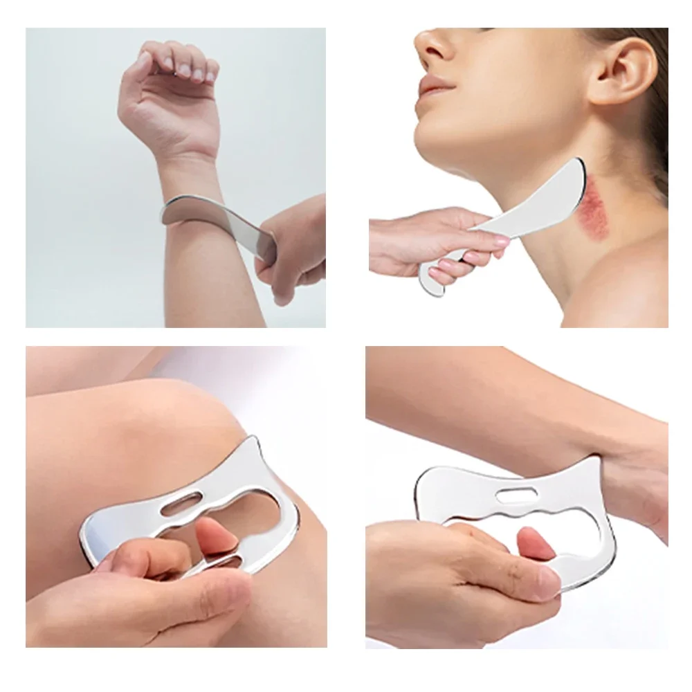 3 in 1 Stainless Steel Gua Sha Massage Tools-Scraping Massage Tools Muscle Scraper Tool for Back,Arms Derma Edge Massage Tool