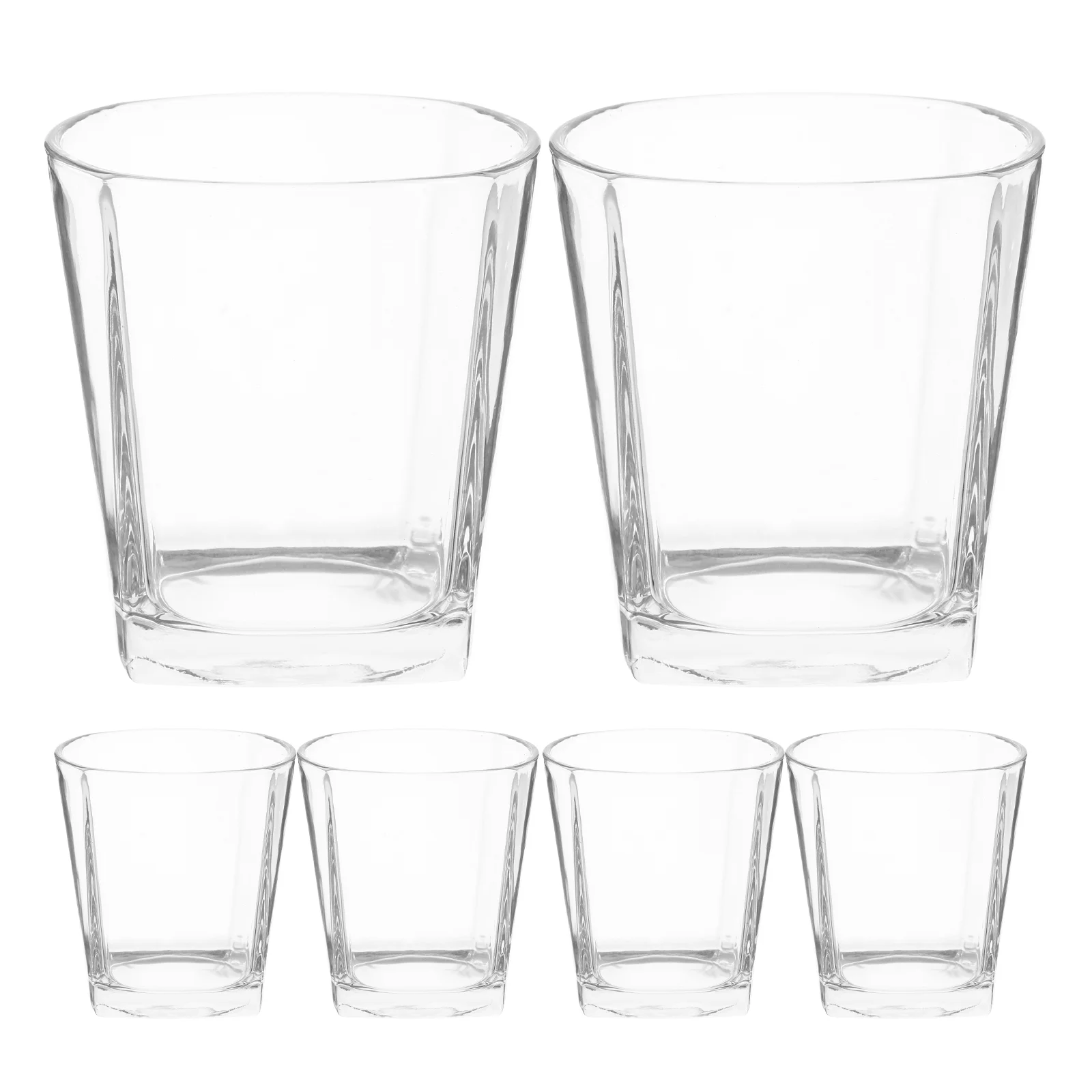 

6 Pcs Glass Cocktail Glasses Vintage Whiskey Tasting Rocks Shot Drinking Square