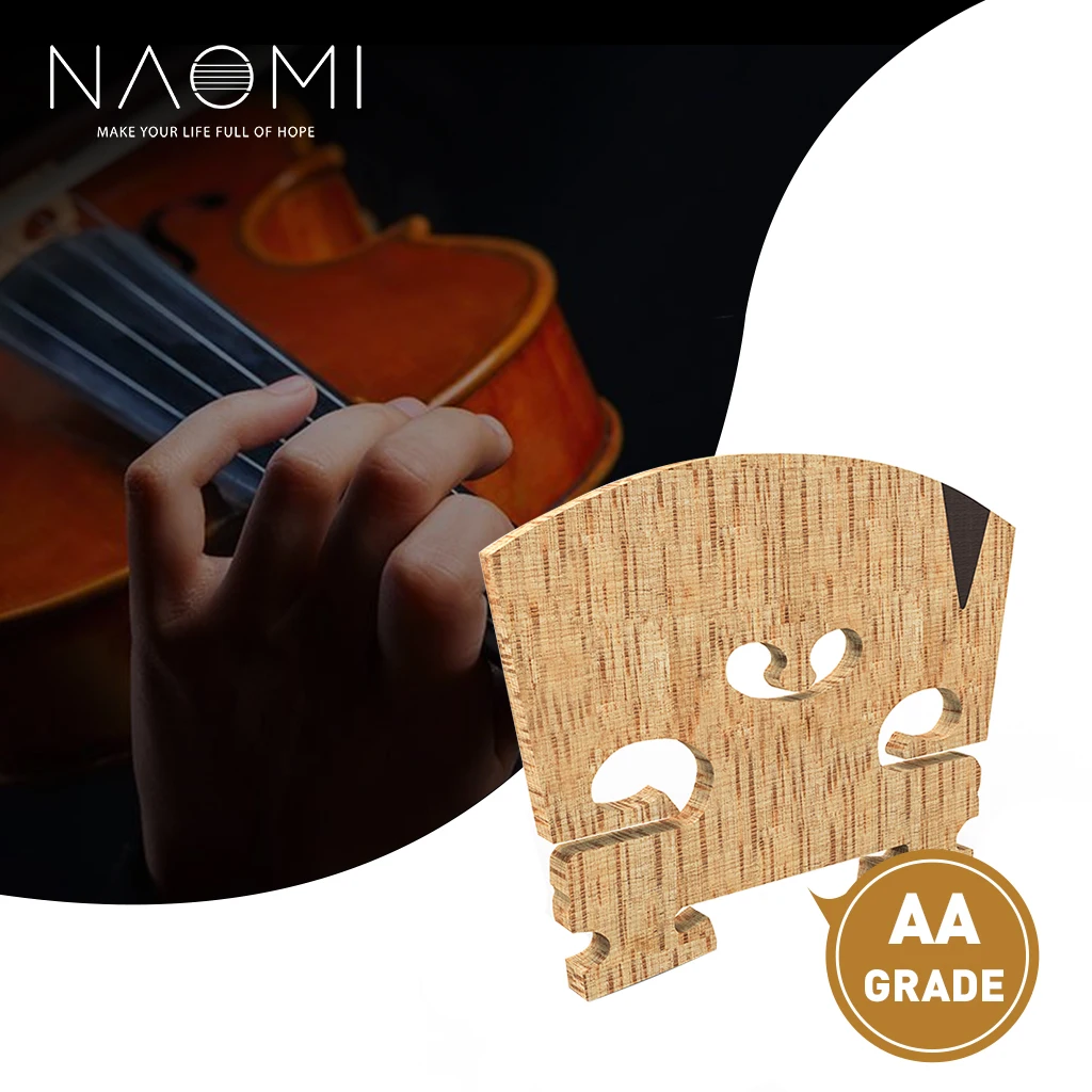 NAOMI 1PC Master Level AA Grade Snow Flake Like Beautiful Grain Maple Fiddle Violin Bridge W/ E Ebony Inlay Fit For 4/4 Violins