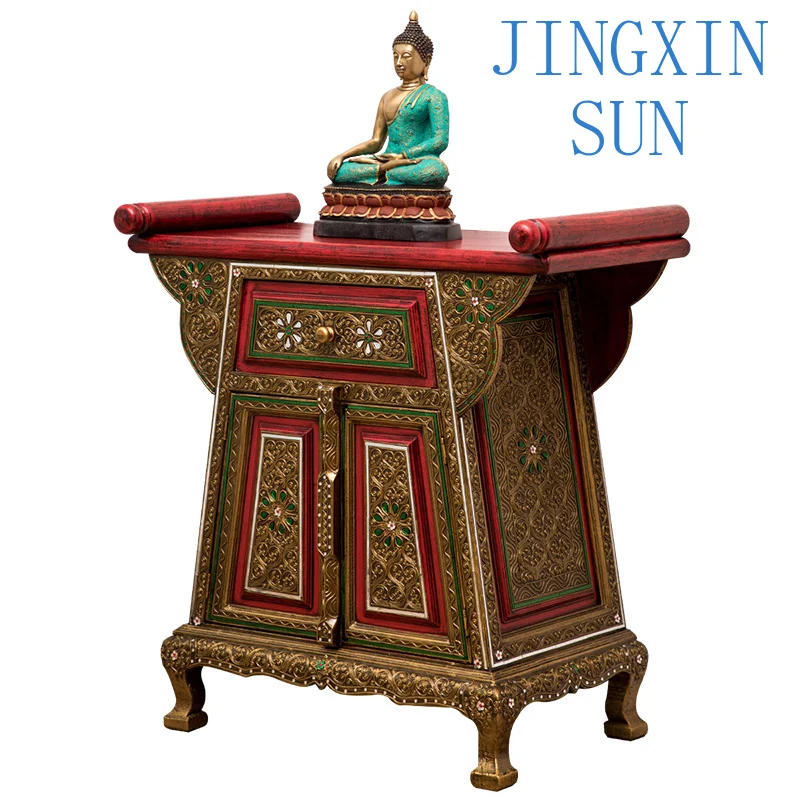 Thai Solid Wood Entryway Cabinet for Table Thai Household Buddha Table for Taiwan Incense Case Southeast Asian Style