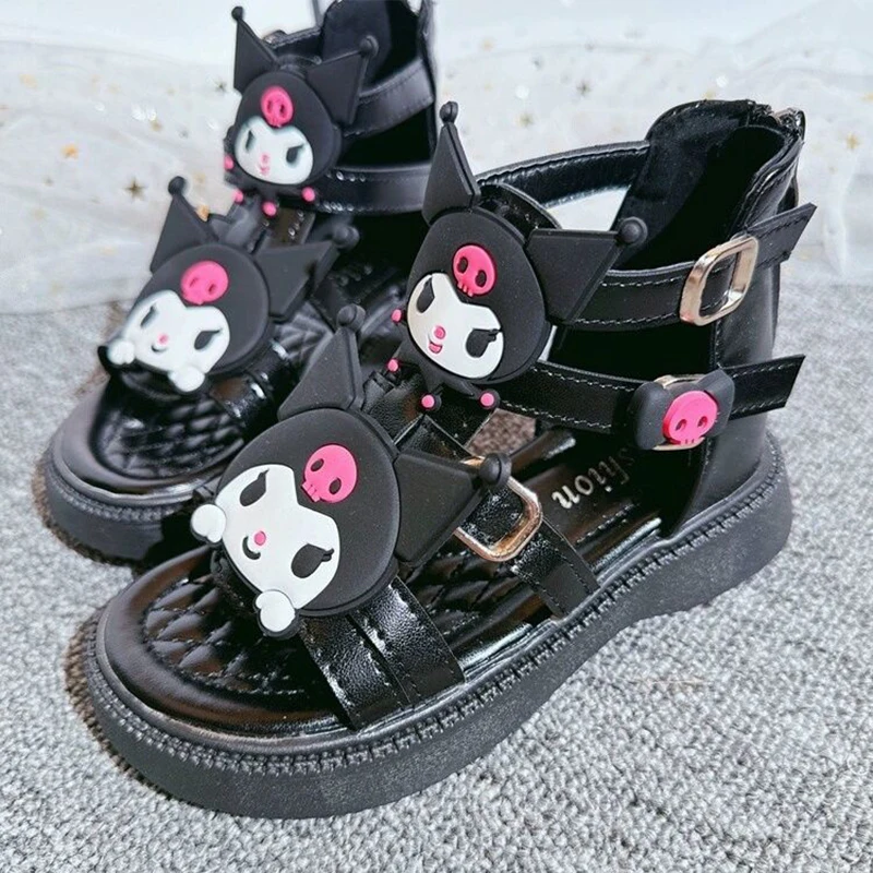 

2024 New Girls Roman Sandals Kawaii Sanrio Anime Children Shoes Summer Sweet Cute Cartoon Babys Princess Shoes Soft Gift for Kid