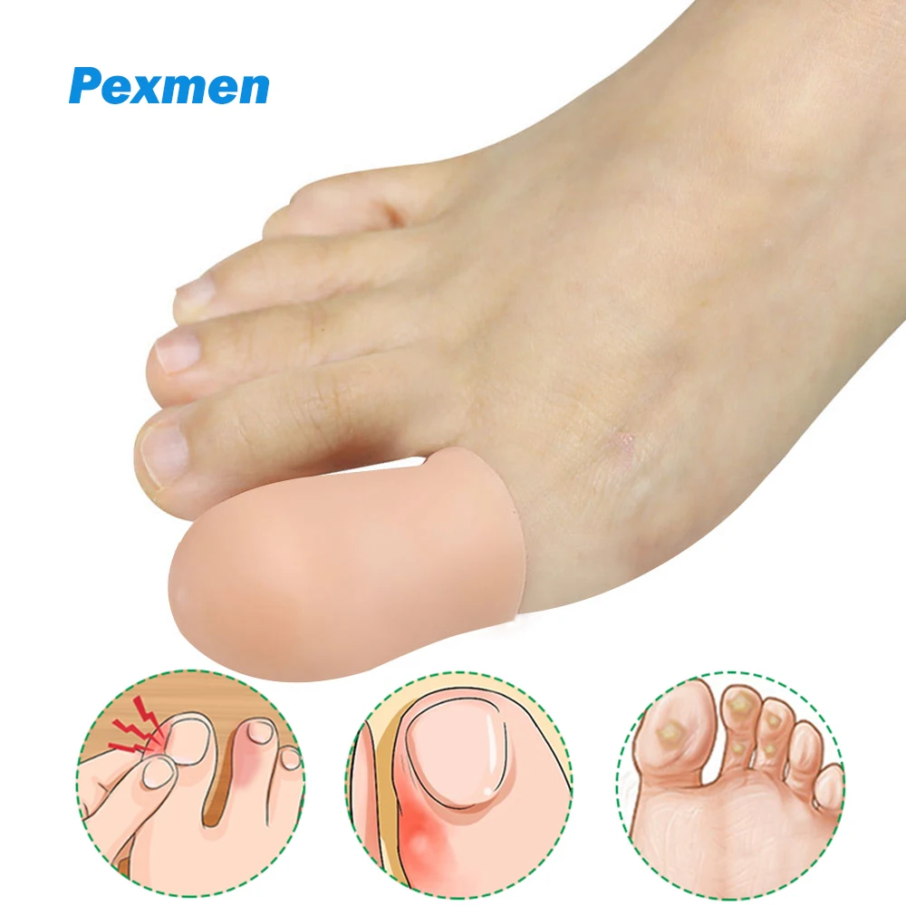 Pexmen 2/4 Uds. Tapas para dedos grandes, cubiertas de Gel para dedos de los pies, protegen el dedo del pie de frotar las uñas encarnadas, callos y ampollas, protectores para el cuidado de los pies