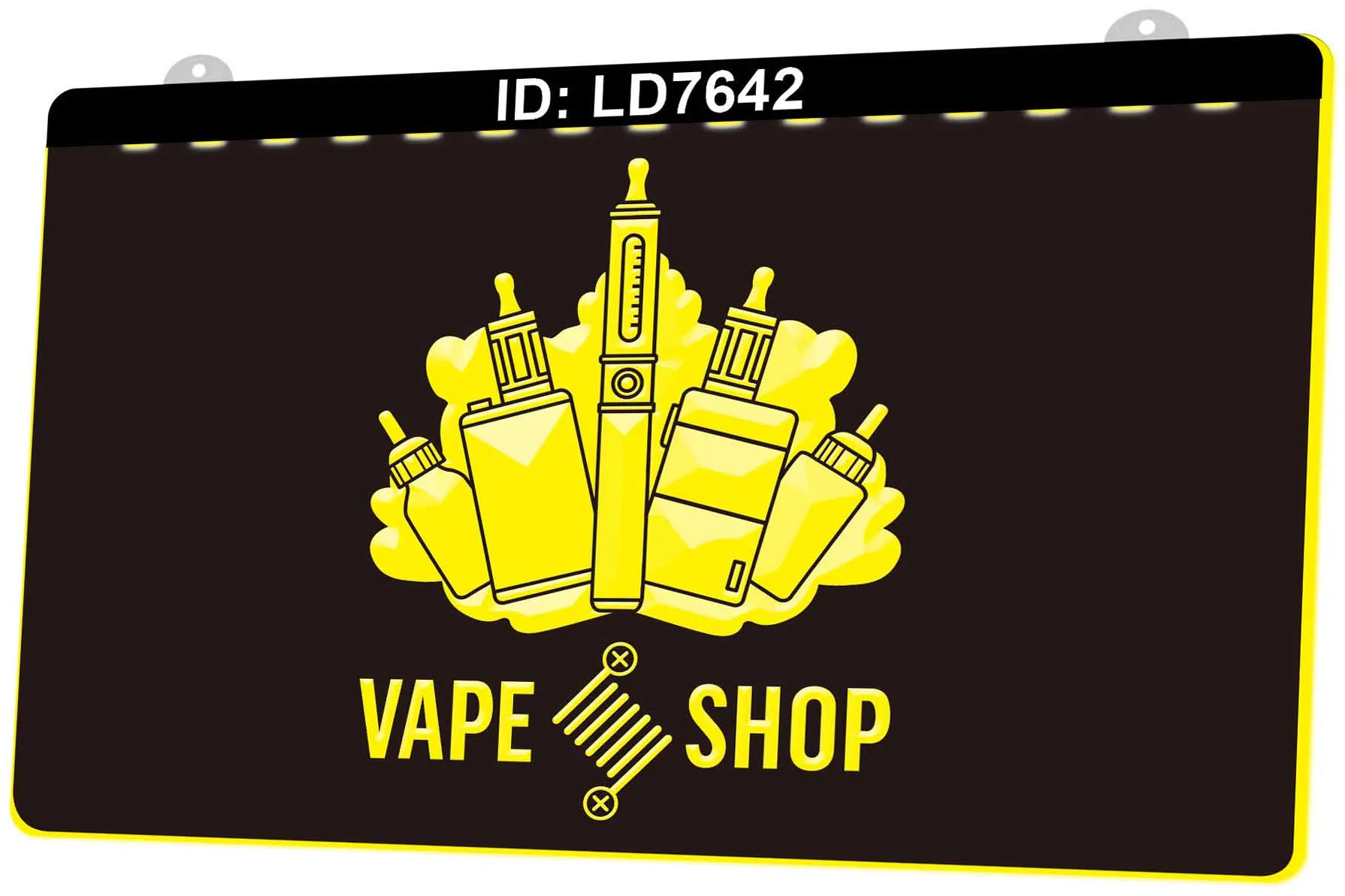 LD7642 Vape Shop Smoke 3D Engraving LED Light Sign Wholesale and Retail