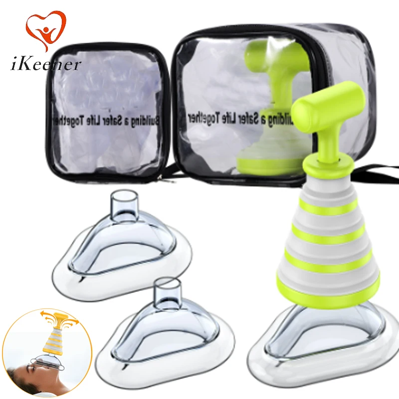 Anti Choking Device with 2*Face Masks Respiratory Trainer Suffocation First Aid Portable CPR Emergency Rescue Mask Adult Child