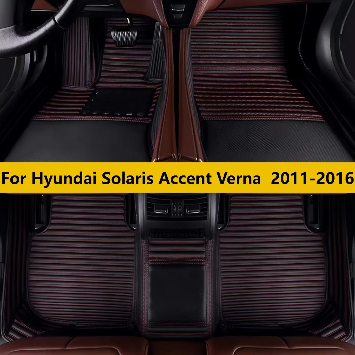

Custom Leather Car Floor Mat For Hyundai Solaris Accent Verna 2011 2012 2013 2014 2015 2016 Auto Carpets Foot Coche Accessories