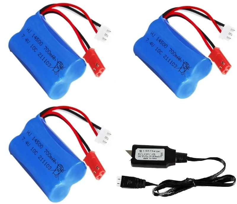 2S 7.4V 700mAh 14500 Li-ion battery JST Plug/USB for Water Gel Gun Blaster R/C Toys stunt cars R/C cars rechargeable battery