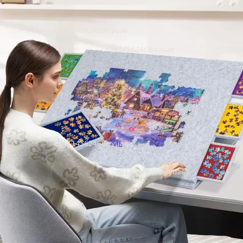 2000-Piece Puzzle Workbench for Adults Universal Puzzle Mat with Felt Base Storage Tool 123