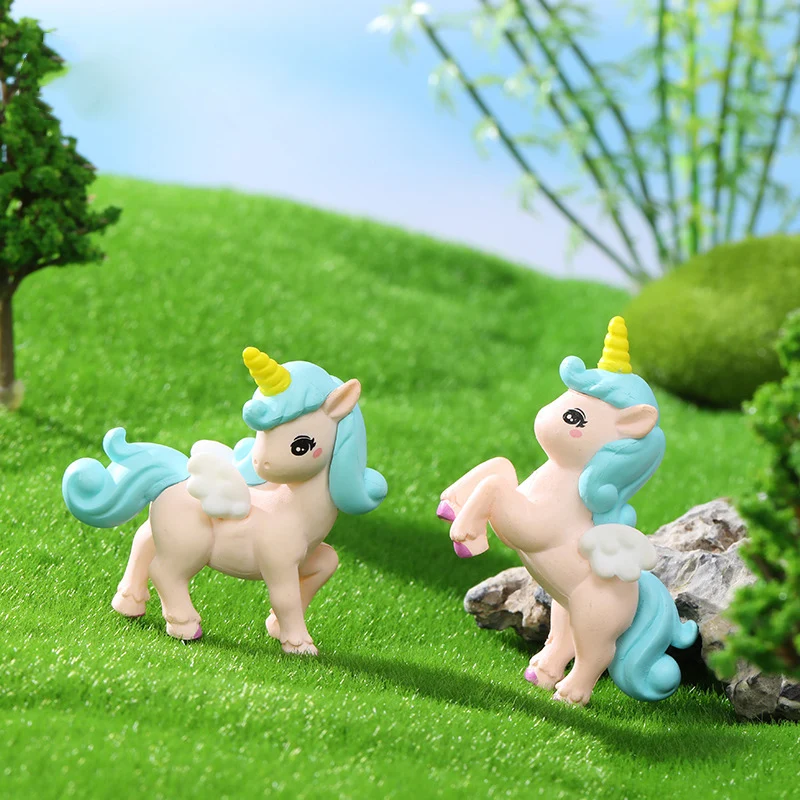 4pc Cute Unicorn Animal Creative Cartoon Figure Ornament Miniature PVC Craft DIY Accessories Decoration