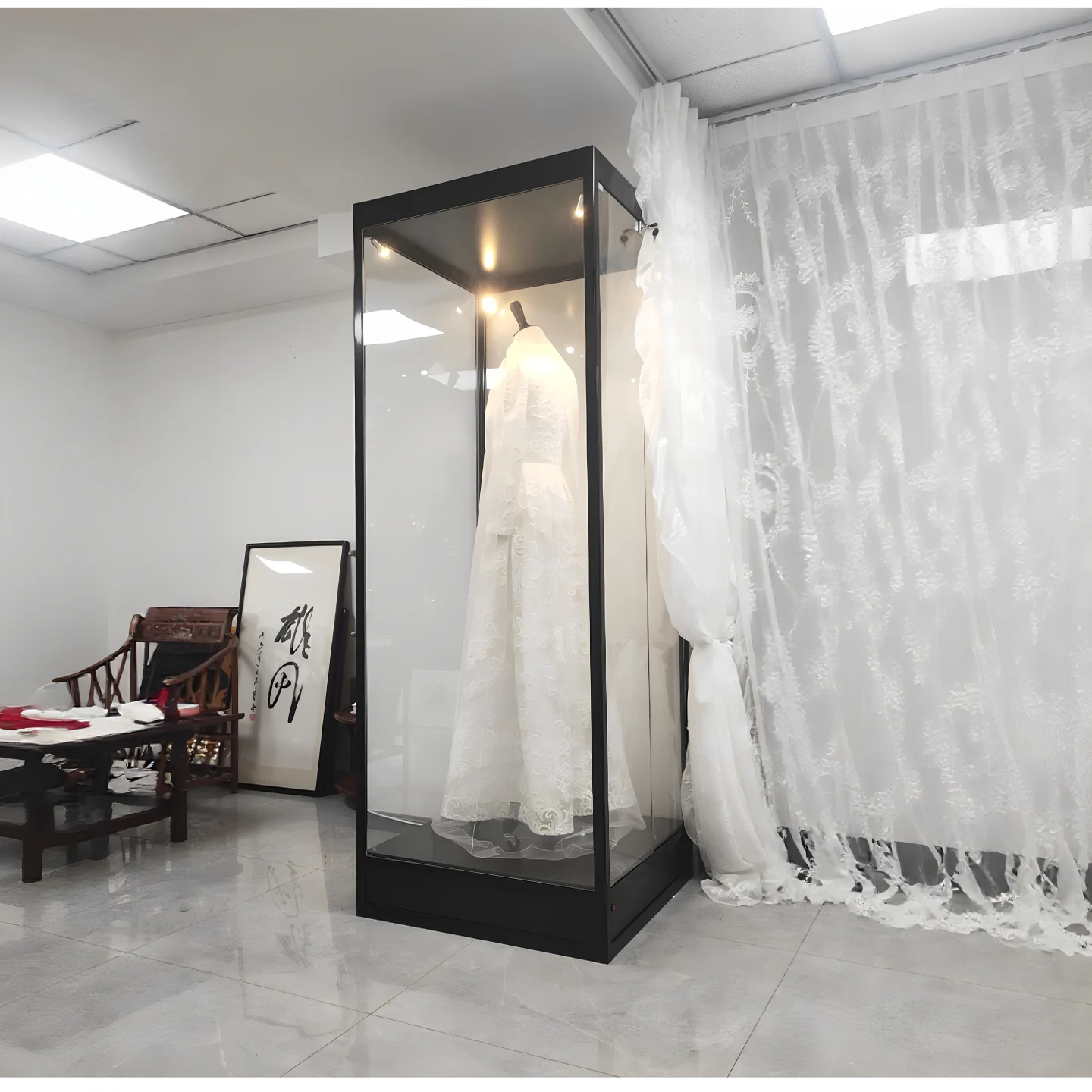 Jurk bruiloft model vitrinekast badpak ondergoed glazen vitrinekast mannen en vrouwen pak transparante kast commerciële v