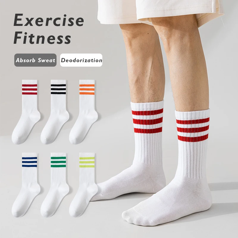 

Three-bar Men's Mid-tube Socks Striped Sports Socks Football Team Training Specialized SocksTeam Outdoor College Comfort&Breath