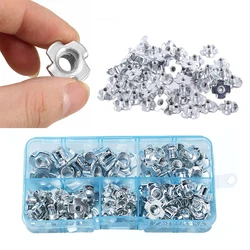 80PCS/245PCS M3 M4 M5 M6 M8 Zinc Plated Four Claws Nut Blind Inserts Nut for Wood Furniture