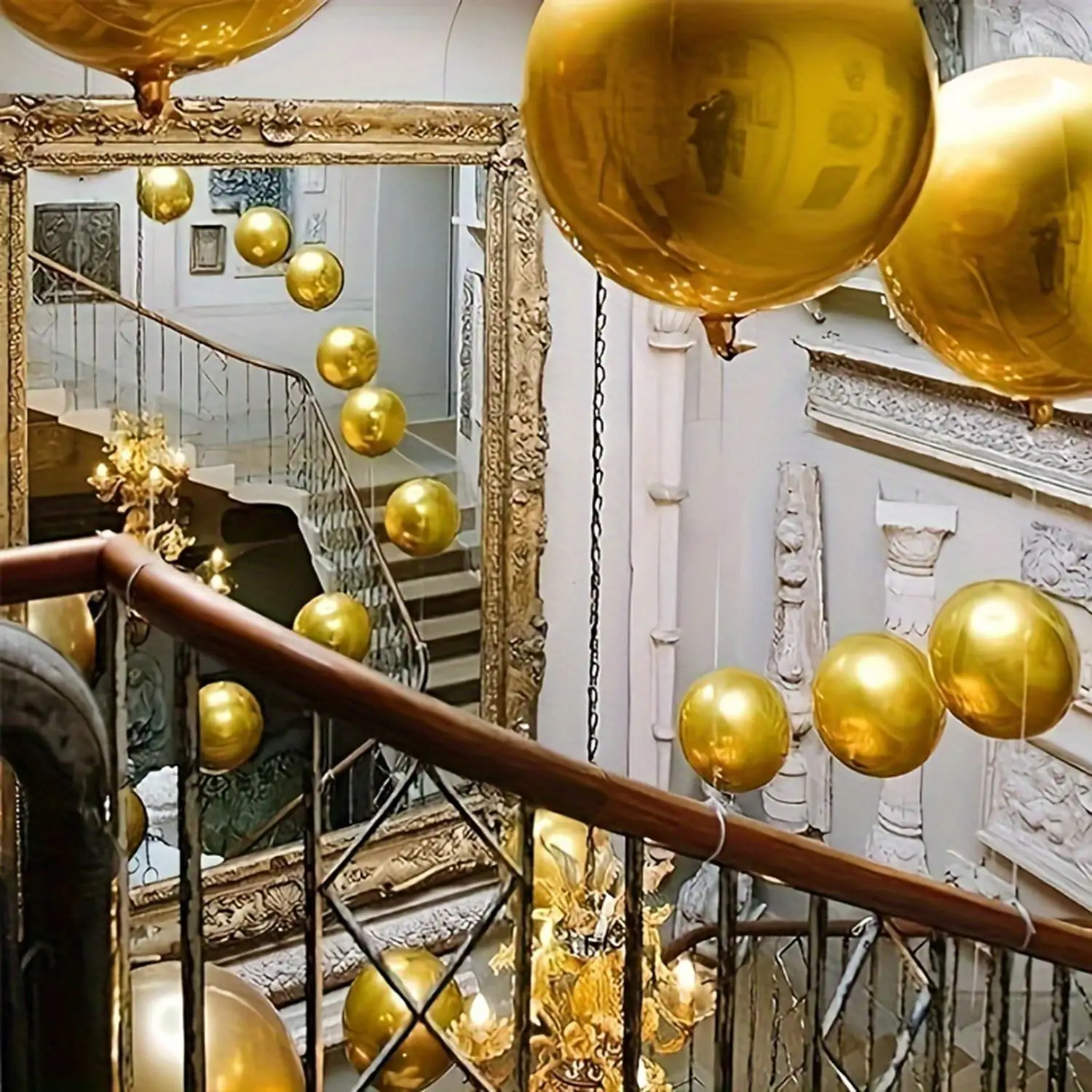 10pcs 10 inch gold aluminum film 4D balloon set, birthday party venue decoration wholesale