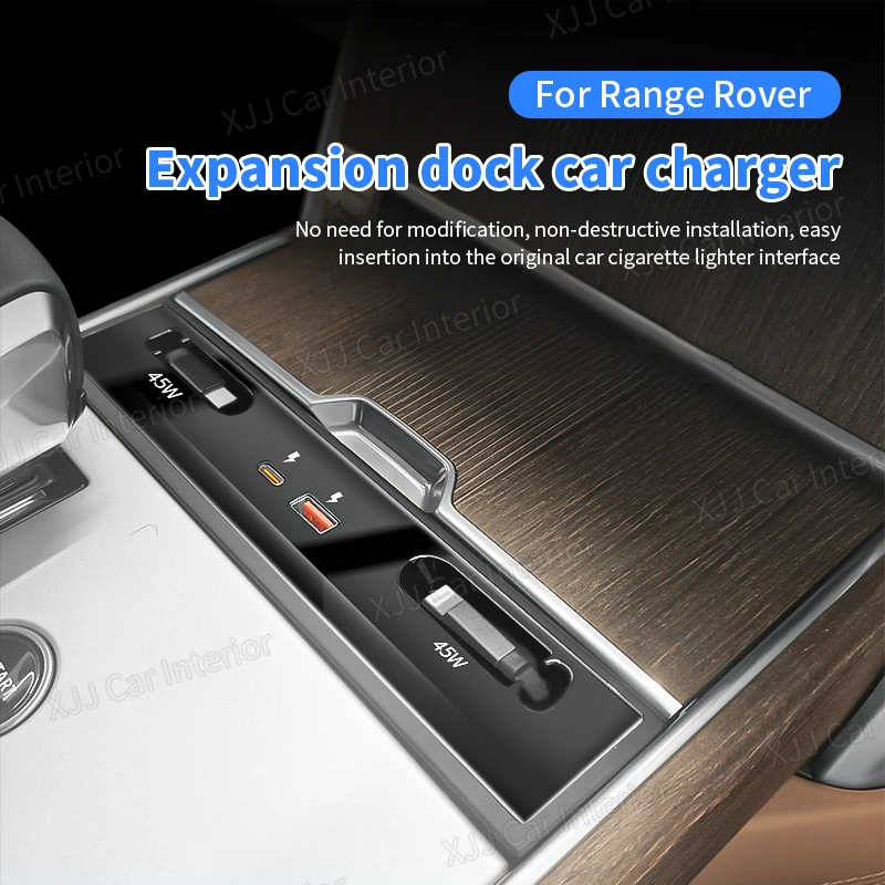 for Land Rover Range Rover 2023-2024 Docking Station Super Fast Charger Cigarette Lighter Extender Car Modification Accessories