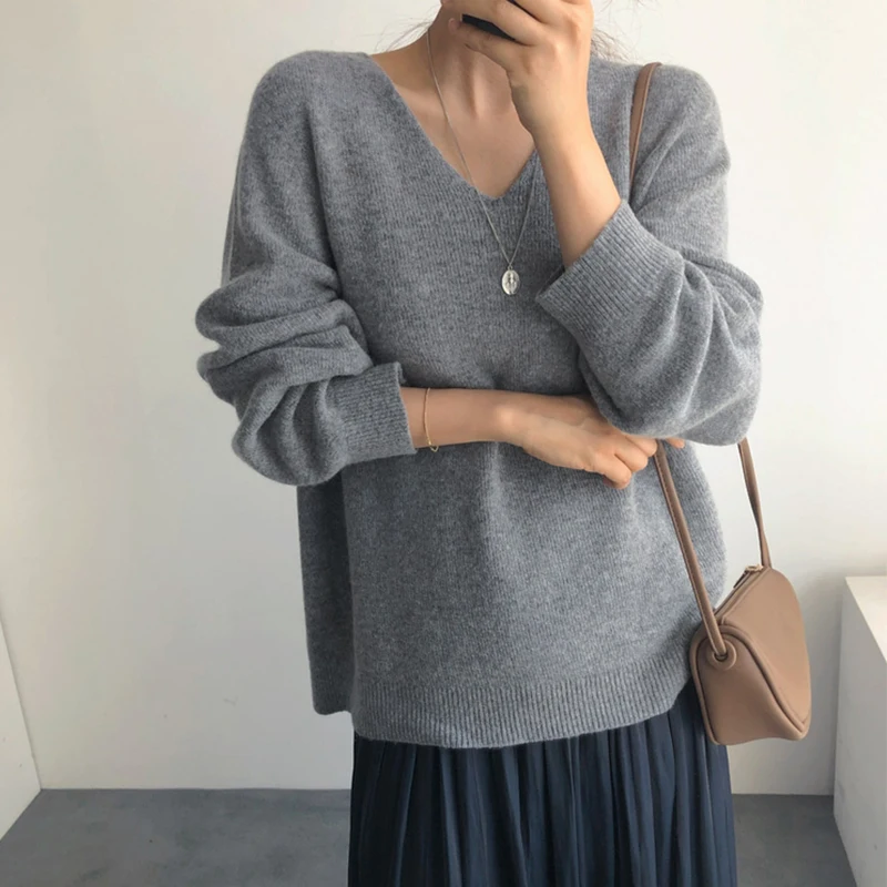 ay V-Ne maglione oversize da donna alla moda semplice Sle primavera autunno versatile strato base lavorato a maglia Top coreano Sle Pendolarismo
