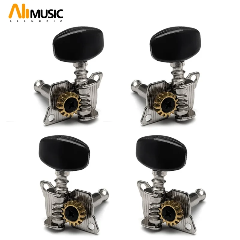 

10Sets 2R2L Nickel-Plated Ukulele Guitar Tuning Pegs Tuners Machine Head Black Knob